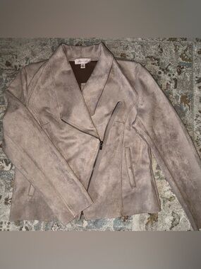 Philosophy Taupe Suede Moto Jacket